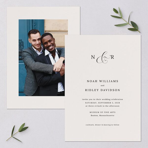 Elegant Polished Minimalist Wedding Invitations Linen Signature Blank No Standard