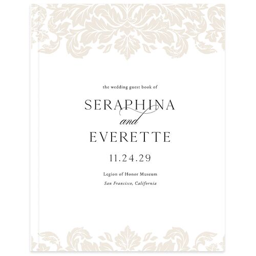 Elegant Damask Wedding Guest Book Pure White