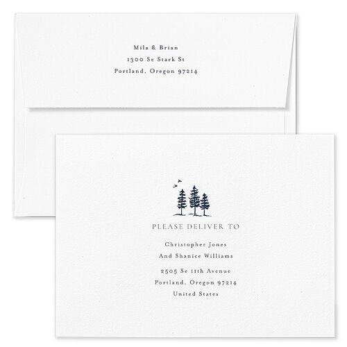 Aspen Wedding Invitation Envelopes White Royal Blue Both Recipient and Return Addresses Standard Signature