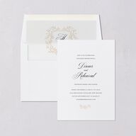 Formal Crest Rehearsal Dinner Invitations Pure White Signature Blank Standard