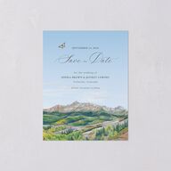 Romantic Floral Mountain Save the Date Petite Cards Meadow Signature smooth Blank No Standard