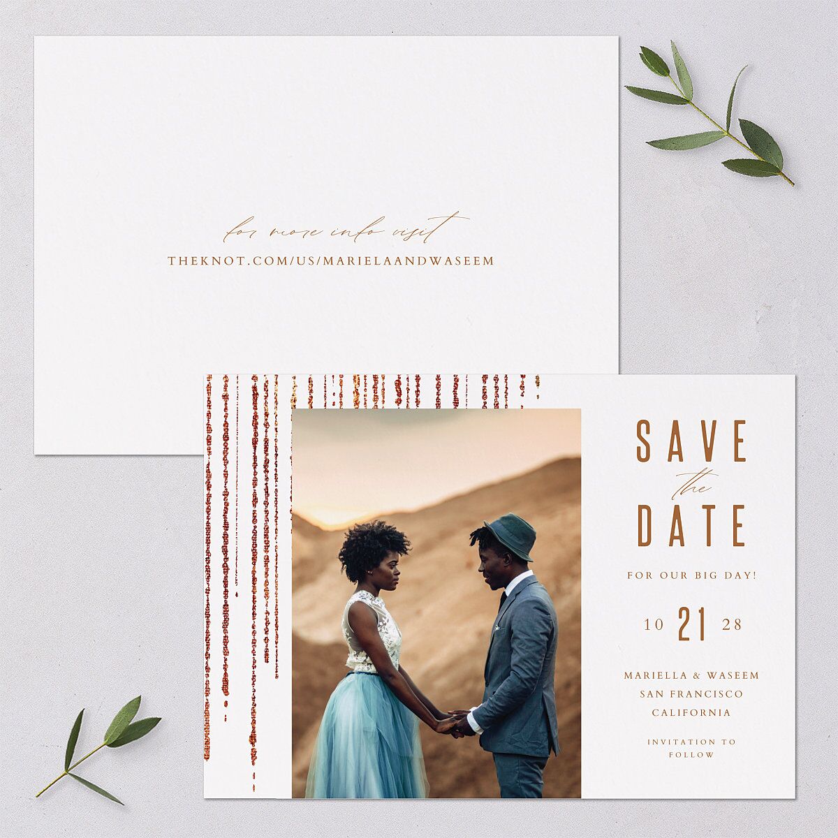 Classic Cascade Save The Date Cards Snow Signature smooth Blank No