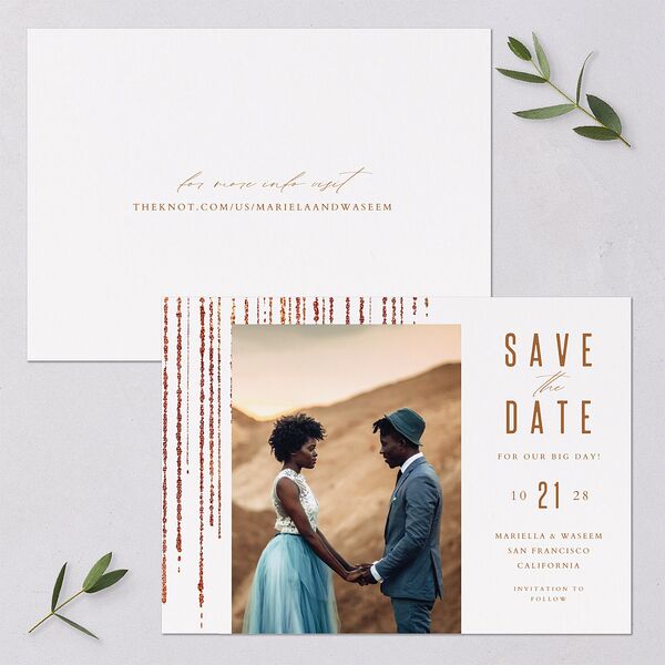 Classic Cascade Save The Date Cards Snow Signature smooth Blank No