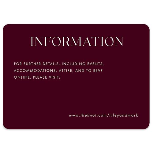 Modern Contrast Wedding Enclosure Cards Burgundy Signature Rounded