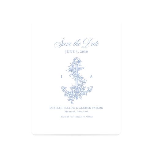 Coastal Oysters and Anchors Save The Date Magnets Sea Blue Magnet Paper
