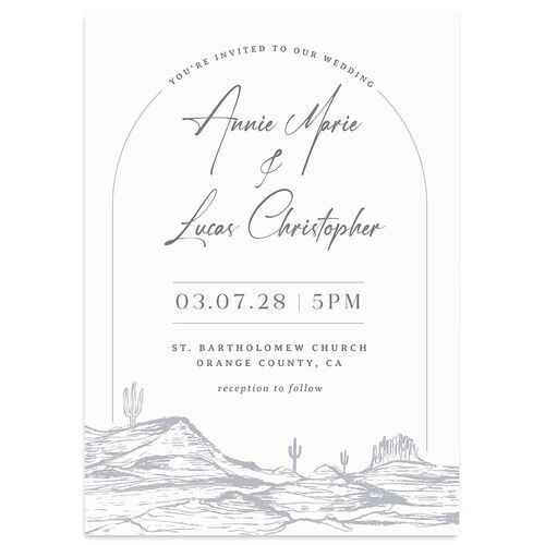 Western Cactus Wedding Invitations Dusty Blue Signature Blank No Standard