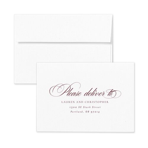 Timeless Frame Wedding Response Card Standard Envelopes White Merlot Return Address Signature Standard