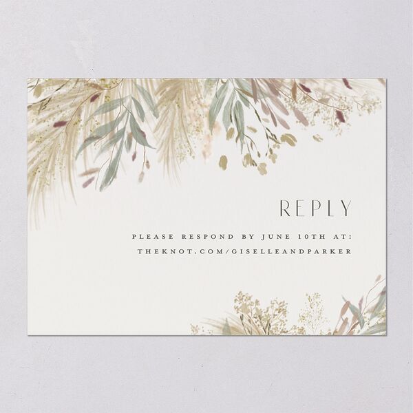 Ethereal Pampas Wedding Response Cards Gold Thyme Signature
