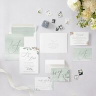 Dusted Calligraphy Save The Date Cards Sea Foam Signature smooth Blank No Standard