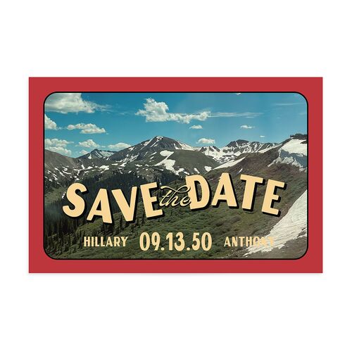 Retro Destination Postcard Inspired Save the Date Postcards Red Clay