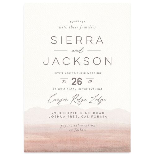Painted Desert Wedding Invitations Dusty Rose Signature Blank No Standard