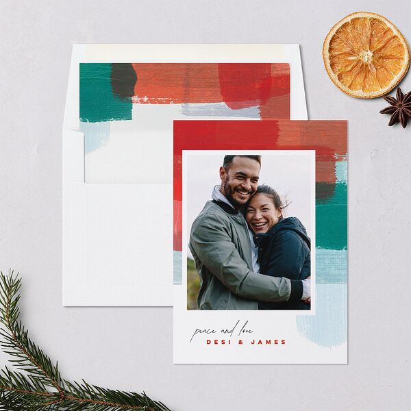 Painted Holiday Holiday Cards Red Clay Signature Blank Standard Portrait