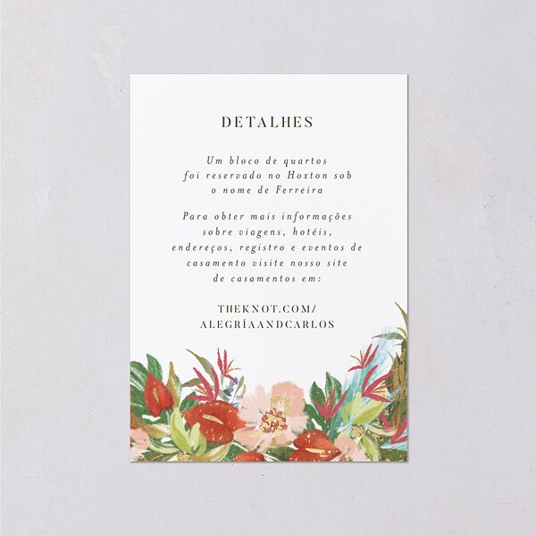 Flores Tropicais Wedding Enclosure Cards Gold Red Clay Signature