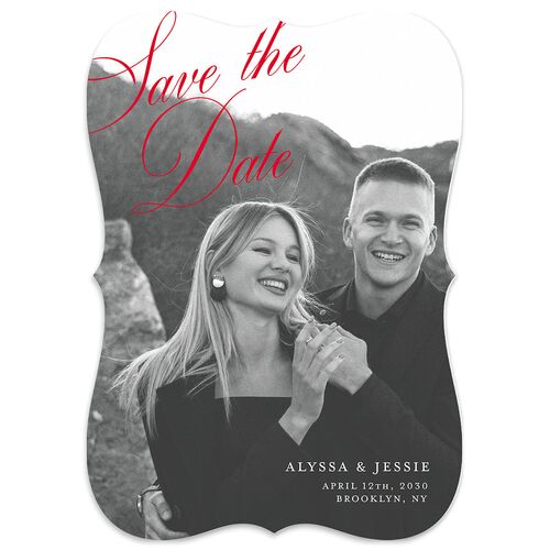 Bold Romantic Type Save the Date Cards Ruby Signature Blank No Bracket
