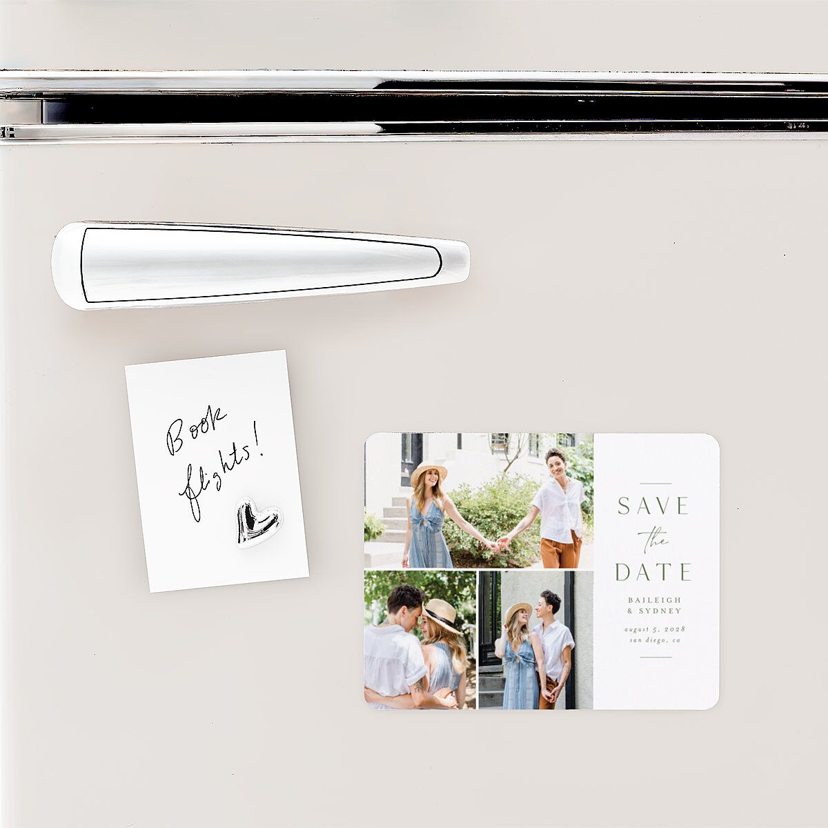Side Panel Save The Date Magnets Deep Olive Magnet Paper
