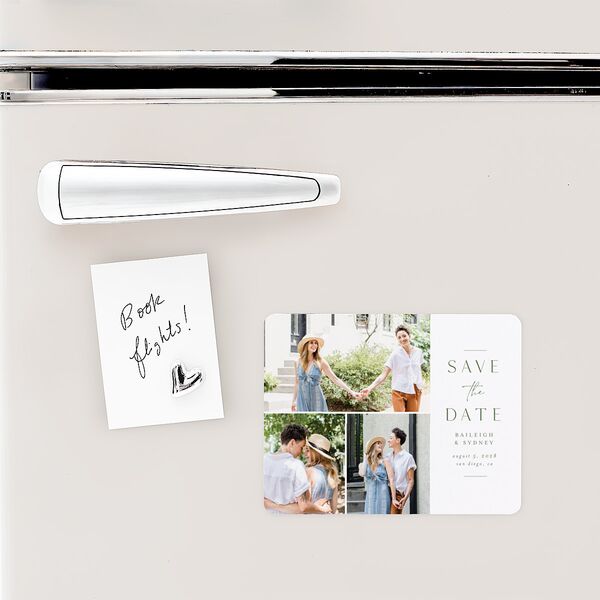 Side Panel Save The Date Magnets Deep Olive Magnet Paper