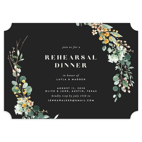 Rustic Greenery Rehearsal Dinner Invitations Latte Signature Blank Ticket