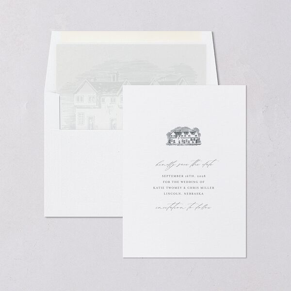 Classic Landscape Save the Date Steel Gray Signature smooth Blank No Standard