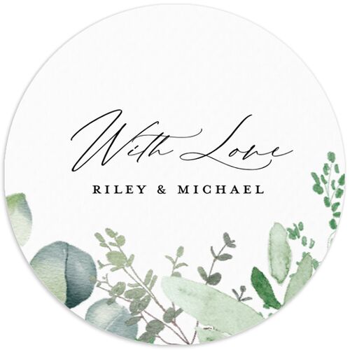Gorgeous Greenery Wedding Stickers Pure White Circle