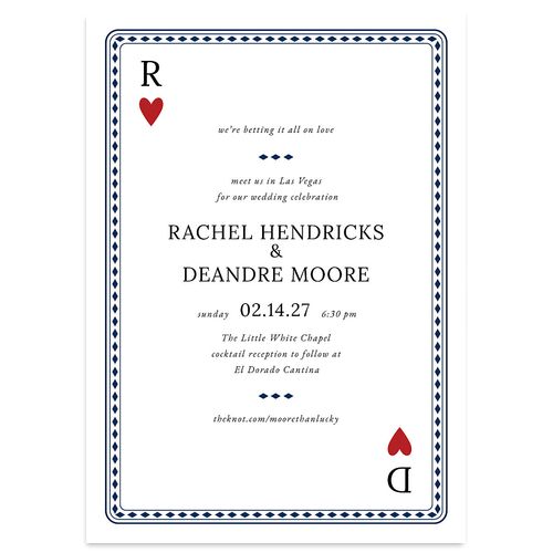 Las Vegas Playing Card Wedding Invitations Navy Signature Blank No Standard