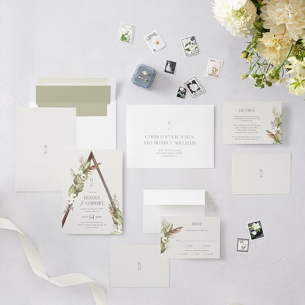 Bohemian Altar Wedding Invitations Pure White Signature Blank No Standard