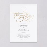 Romantic Calligraphy Foil Wedding Invitations Gold Silver Signature Blank No Standard