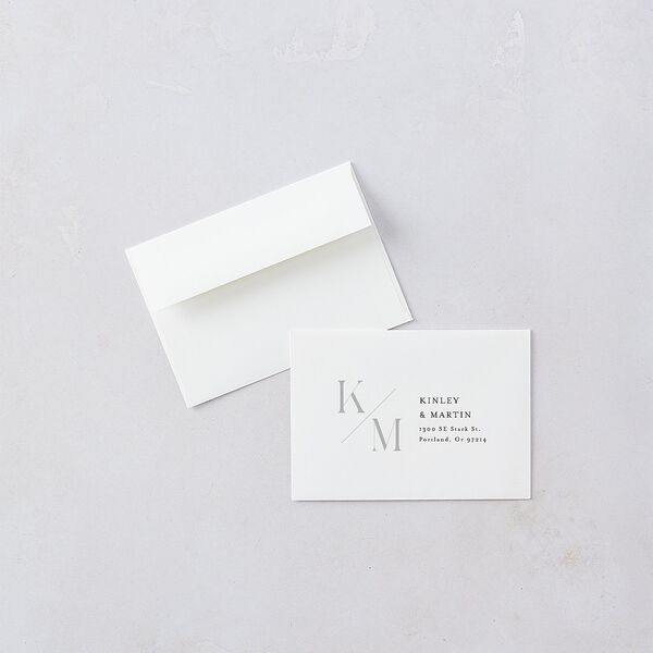 Monogram Slant Wedding Response Cards Licorice Signature Standard