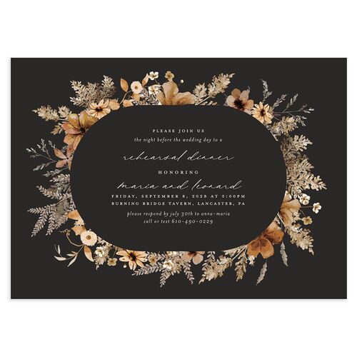 Bohemian Garden Rehearsal Dinner Invitations Charcoal Signature Blank Standard