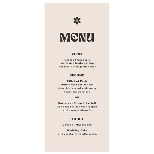 Simple Retro Daisy Menus Charcoal Signature