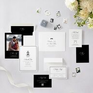 Classic Champagne with Bows Save the Date Cards Pure White Signature smooth Blank No Standard