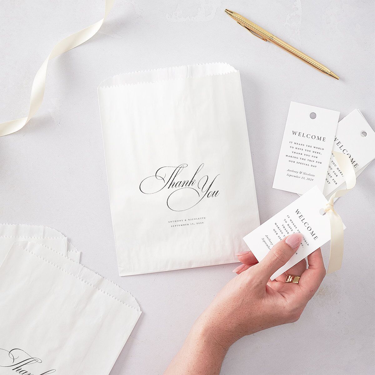 Elegant Photo Monogram Favor Gift Tags Pure White Signature