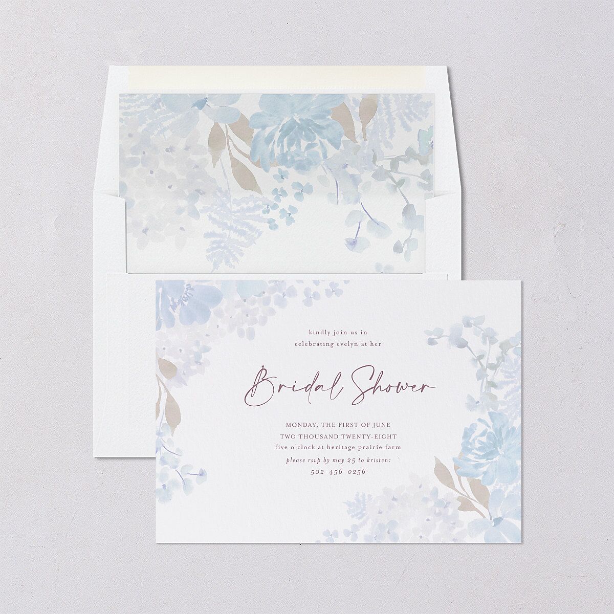 Hydrangea Garden Bridal Shower Invitations Slate Signature Blank Standard