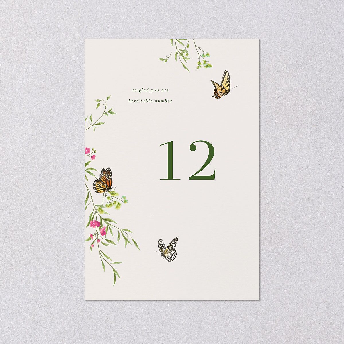 Rustic Butterflies Table Numbers Scottish Green Signature
