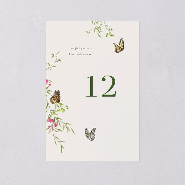 Rustic Butterflies Table Numbers Scottish Green Signature