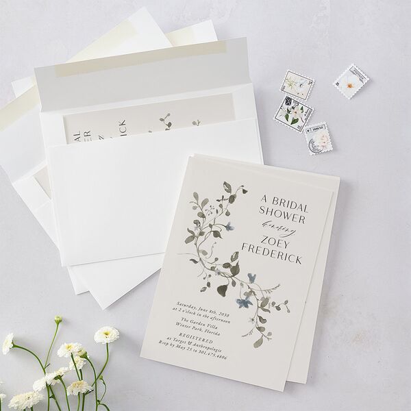 Curved Garland Bridal Shower Invitations Champagne Signature Blank
