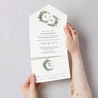 Leafy Hoops All-in-One Wedding Invitations Eucalyptus Signature Light Both Recipient and Return Addresses No