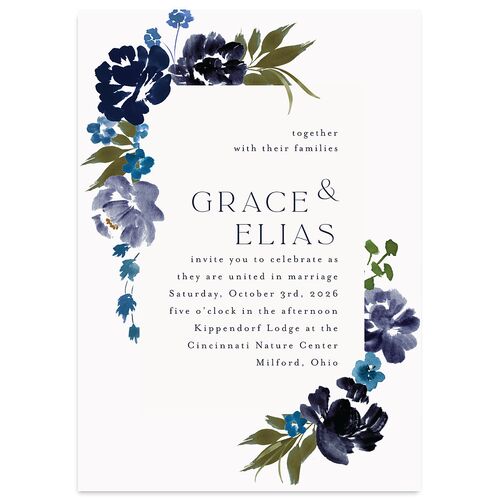 Autumn Romance Wedding Invitations Navy Signature Blank No