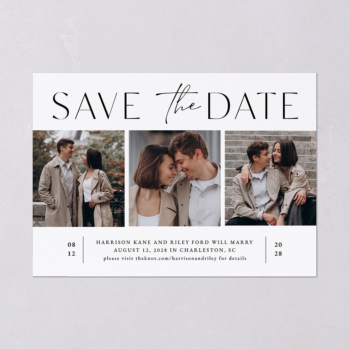 Film Strip Save The Date Cards Pure White Signature smooth Blank No Standard