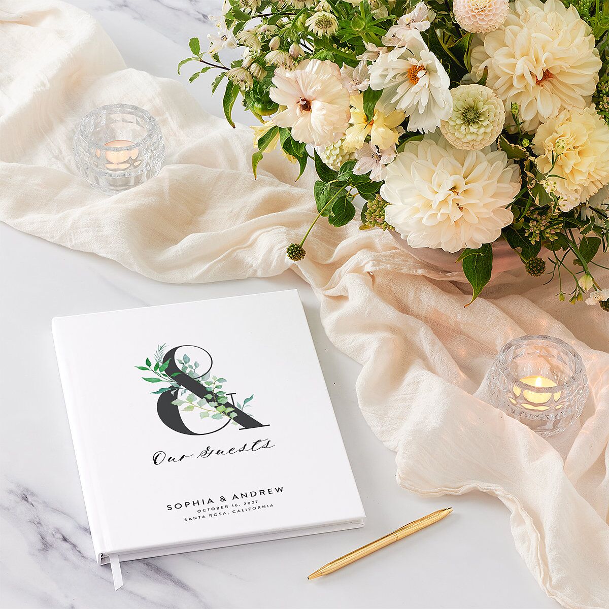 Leafy Ampersand Wedding Guest Book Eucalyptus