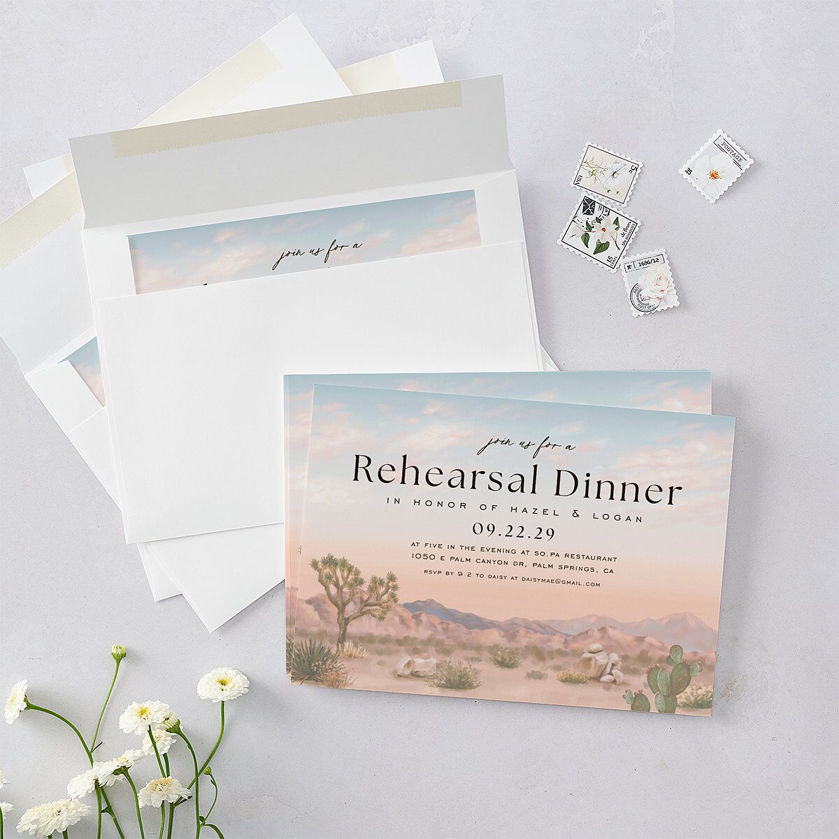 Desert Cactus Rehearsal Dinner Invitations — view 5