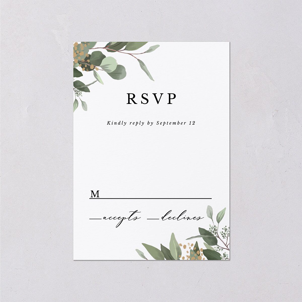 Eucalyptus Frame Wedding Response Cards — view 1