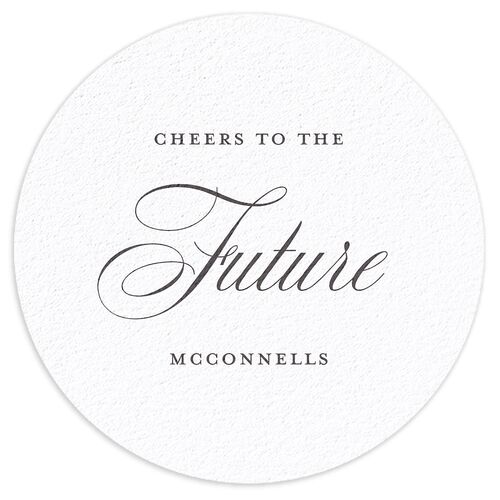 Grand Calligraphy Engagement Party Coasters Medieval Grey Cardboard Circle