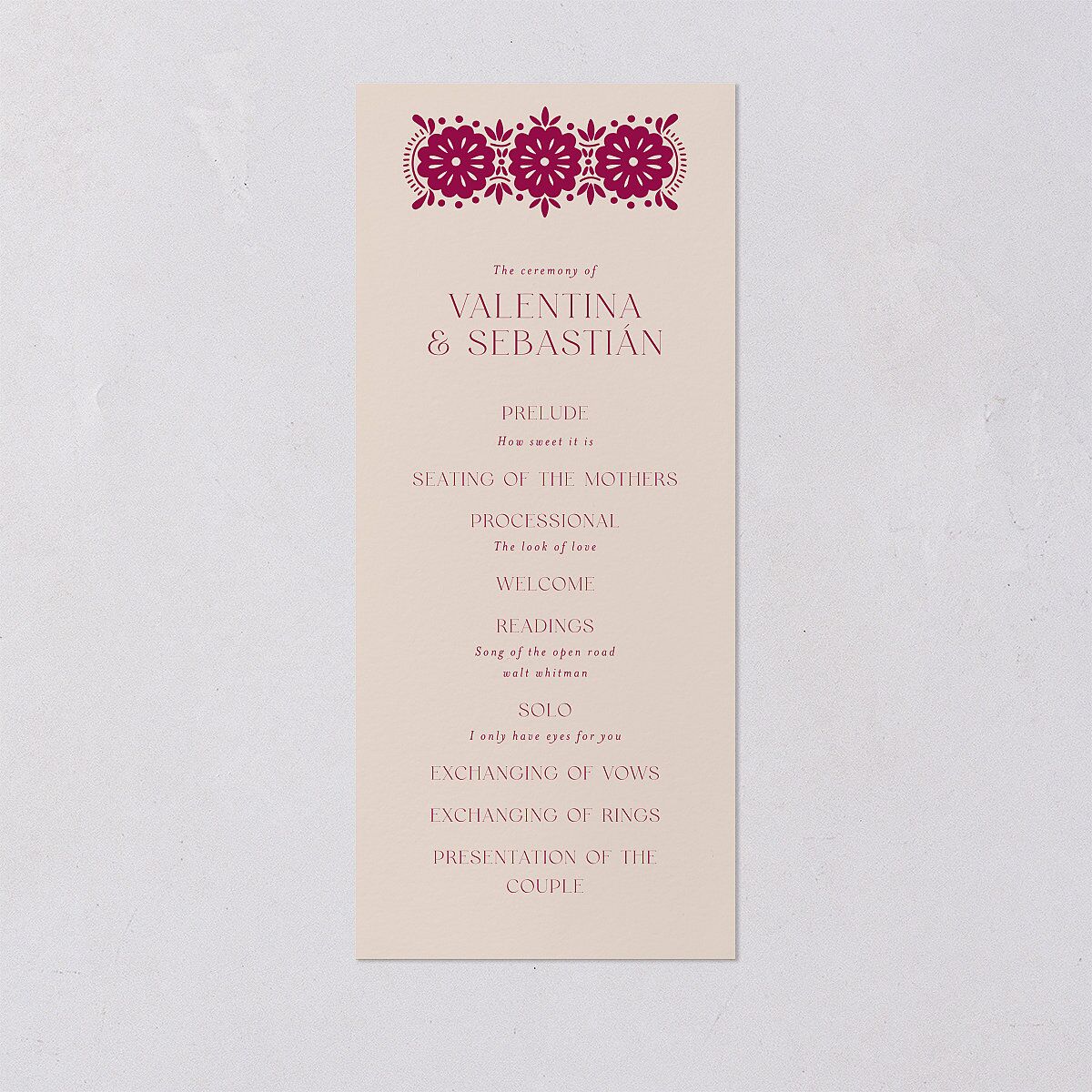 Hacienda Elegante Wedding Programs Gold Raspberry Signature