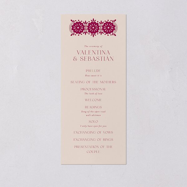 Hacienda Elegante Wedding Programs Gold Raspberry Signature