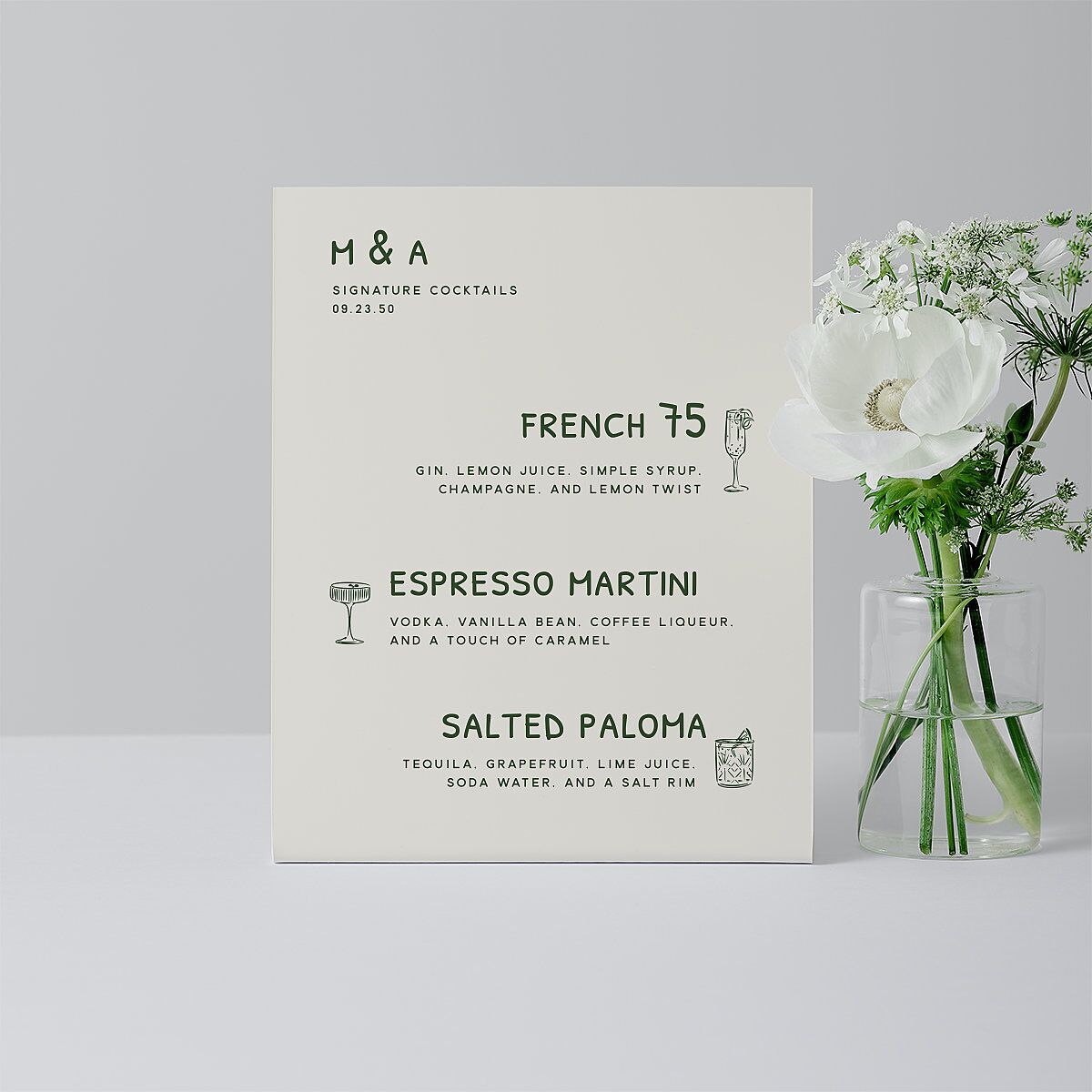 Hand Drawn Recipe Bar Bended Tabletop Sign X-small Dark Camo Standard Plastic XS Tabletop Bar