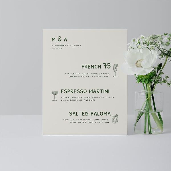 Hand Drawn Recipe Bar Bended Tabletop Sign X-small Dark Camo Standard Plastic XS Tabletop Bar