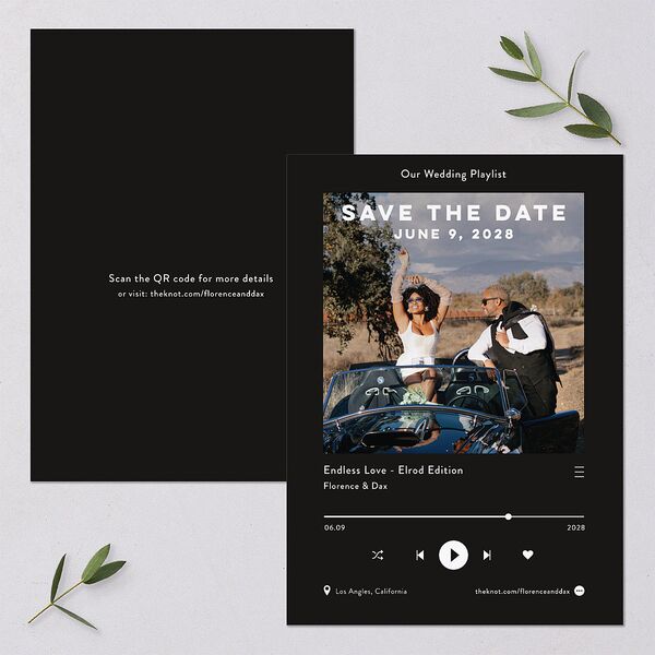 Wedding Playlist Save the Date Cards Midnight Signature smooth Blank No