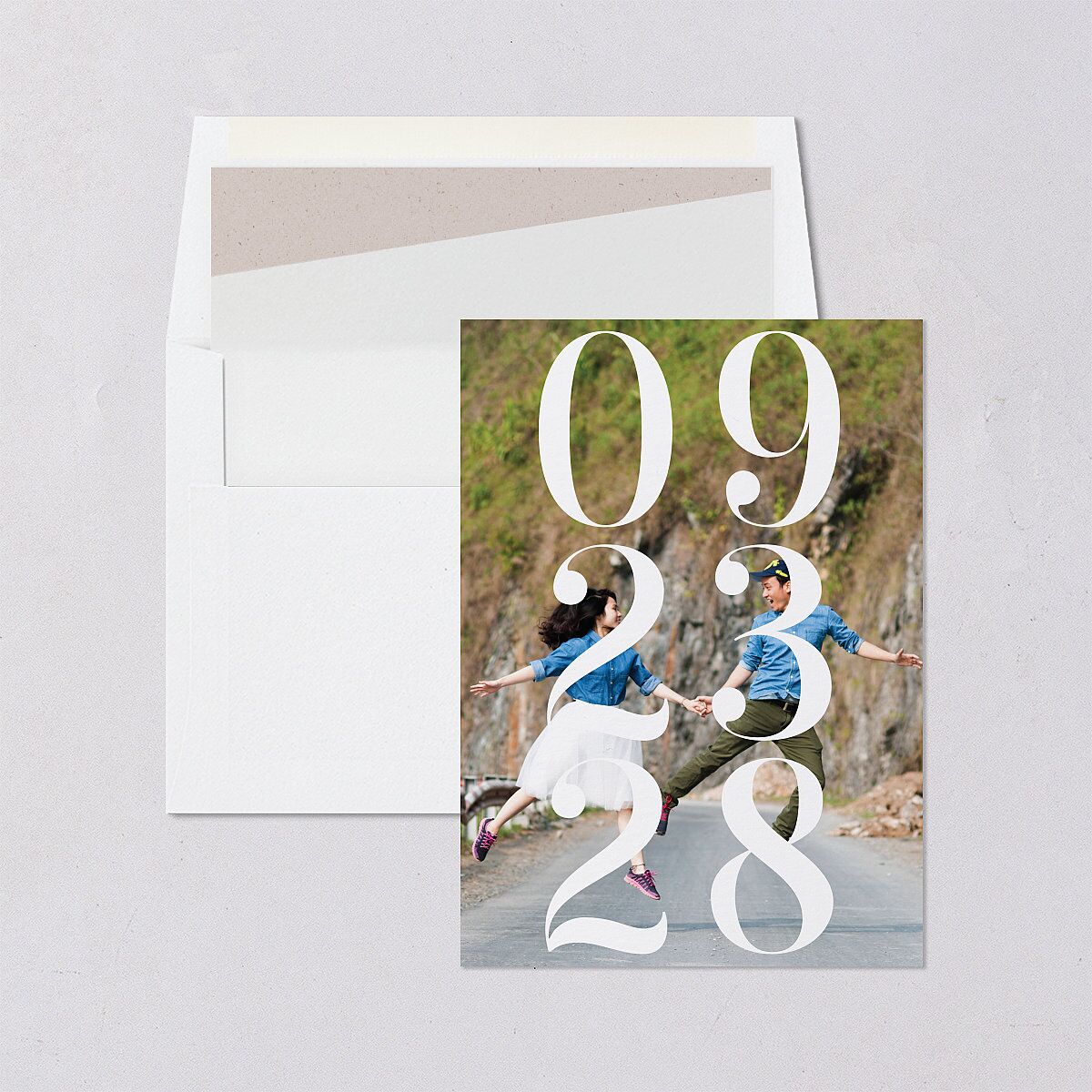Minimal Chic Save The Date Cards Pure White Signature smooth Blank No Standard