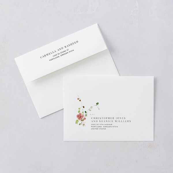 Delicate Wildflower Wedding Invitations Peach Pink Signature Blank No Standard