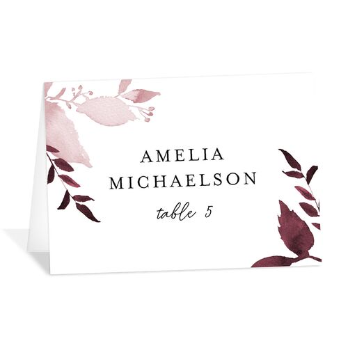 Leafy Frame Place Cards Merlot Signature